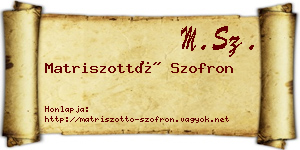 Matriszottó Szofron névjegykártya